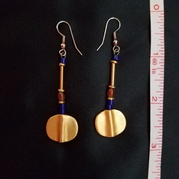 Akan Disc Style Beaded Dangle Pierced Earrings - Picture 4 of 4